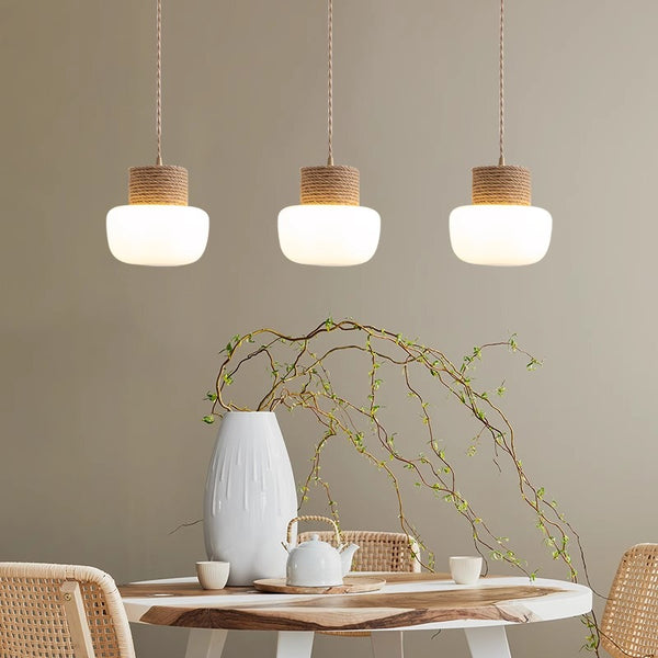 Lampe à suspension de salle à manger de style japonais de couleur crème