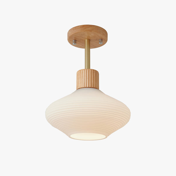 Deckenlampe aus Massivholz im cremefarbenen Stil