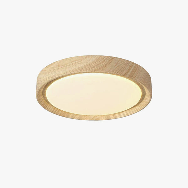 Einfache runde Deckenlampe für Schlafzimmer mit Holzmaserung