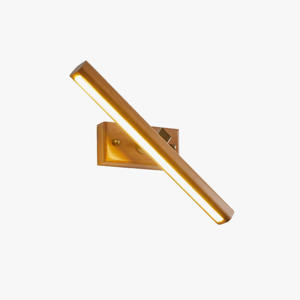 Wandlampe aus massivem Holz mit langem Spiegel