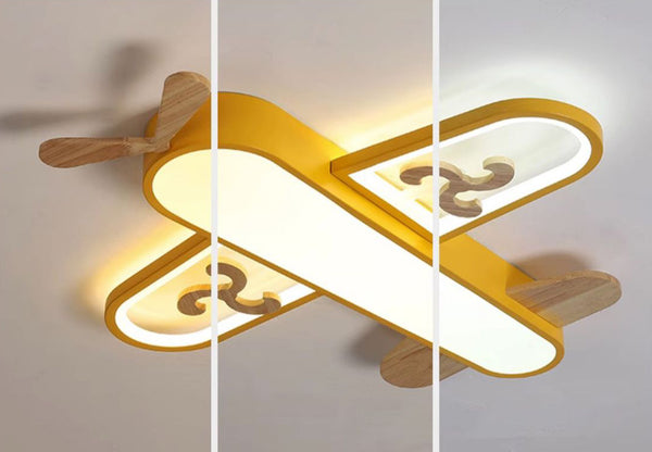 Lustre pour chambre d'enfant en forme d'avion couleur macaron