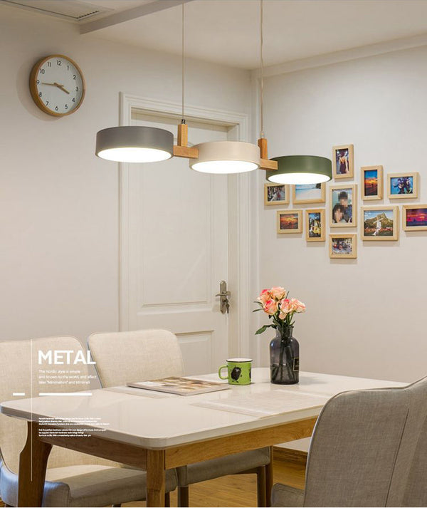 Lustre à trois têtes couleur macaron