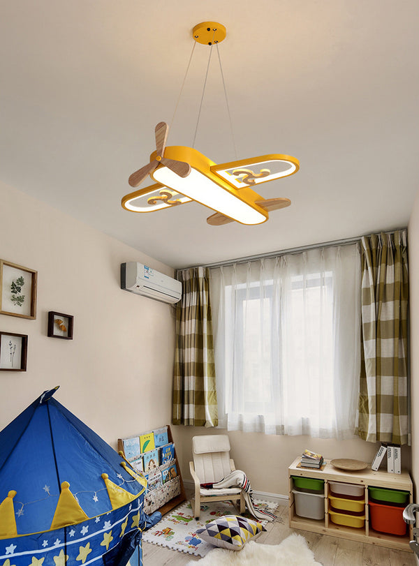 Lustre pour chambre d'enfant en forme d'avion couleur macaron