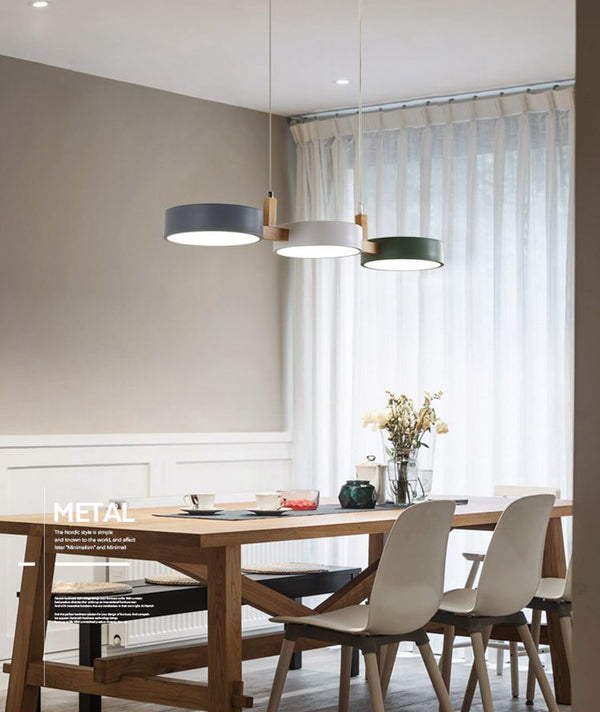 Lustre à trois têtes couleur macaron