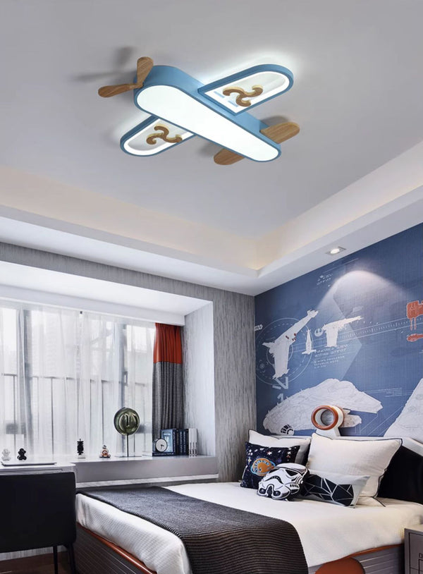 Lustre pour chambre d'enfant en forme d'avion couleur macaron
