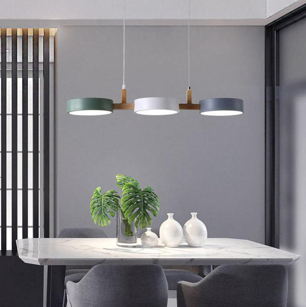 Lustre à trois têtes couleur macaron