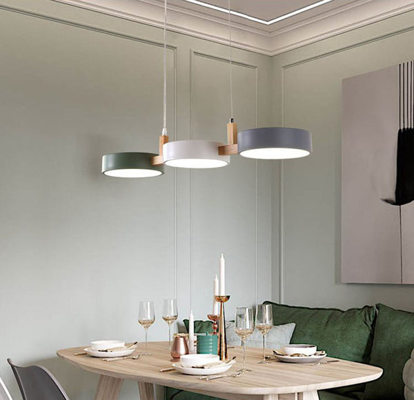 Lustre à trois têtes couleur macaron