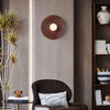 Vintage solid wood disc wall lamp