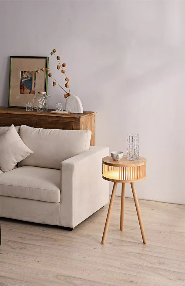 Retro Massivholz Stehlampe