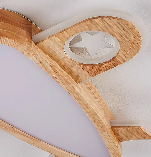 Flugzeug-Deckenlampe aus Massivholz