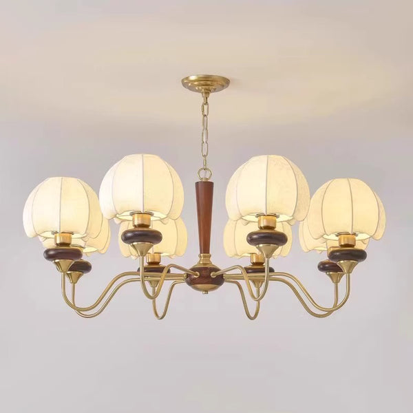 French solid wood fabric chandelier