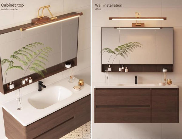 Applique murale à LED en bois effet miroir