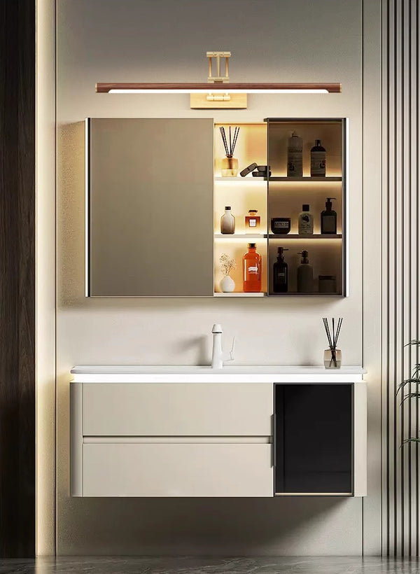 Applique murale à LED en bois effet miroir