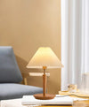 Vintage Massivholz Plissee Tischlampe