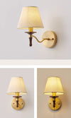 All copper solid wood bedside wall lamp
