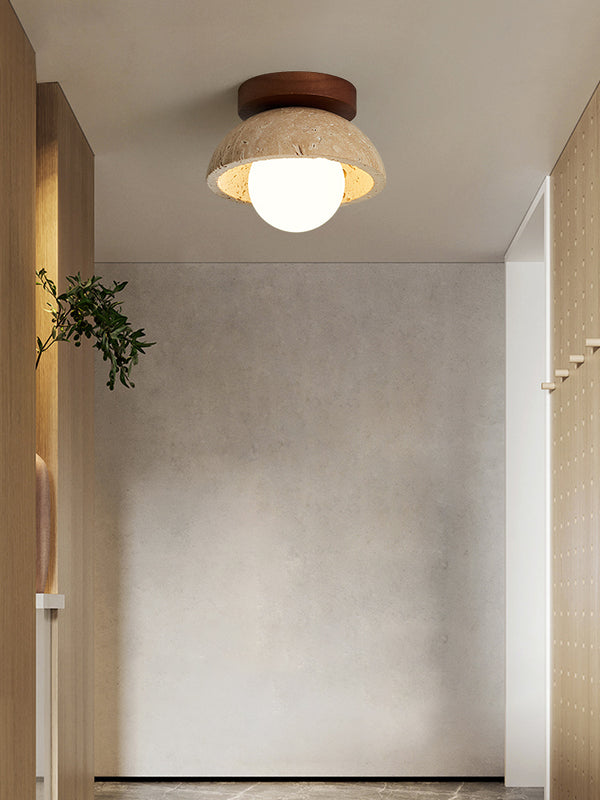 Plafonnier d'allée en travertin jaune