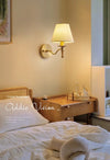 All copper solid wood bedside wall lamp