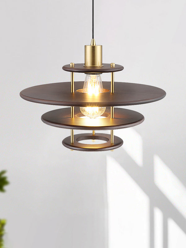 Medieval style vintage chandelier solid wood flying saucer