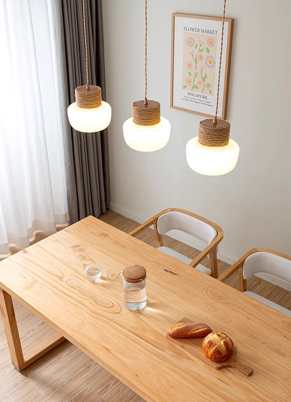 Lampe à suspension de salle à manger de style japonais de couleur crème