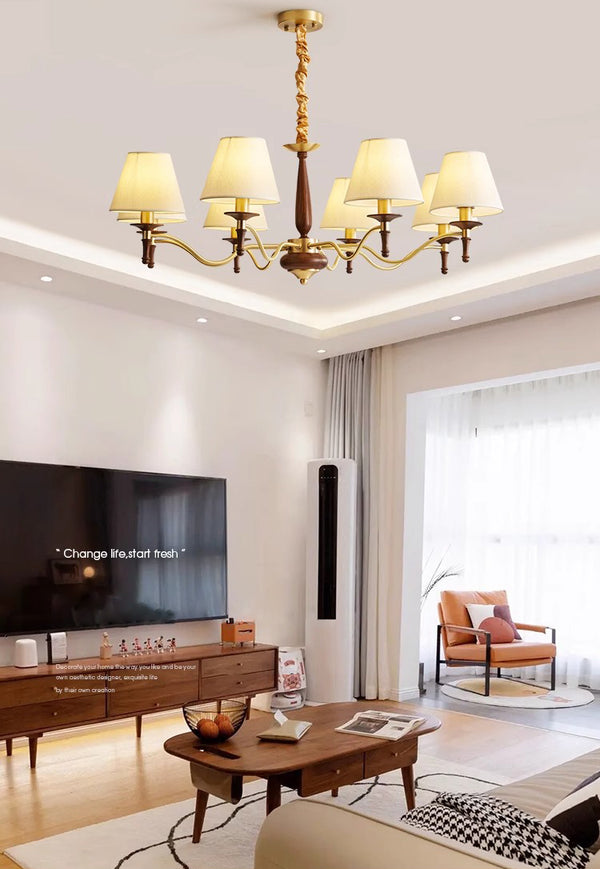 French retro solid wood living room chandelier
