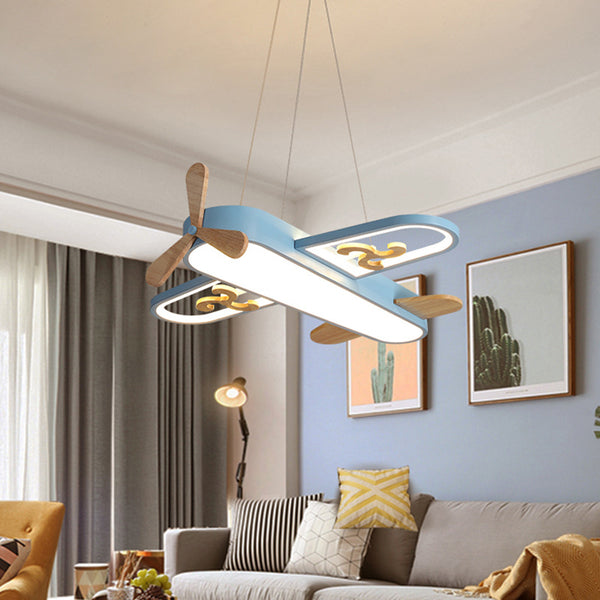 Lustre pour chambre d'enfant en forme d'avion couleur macaron