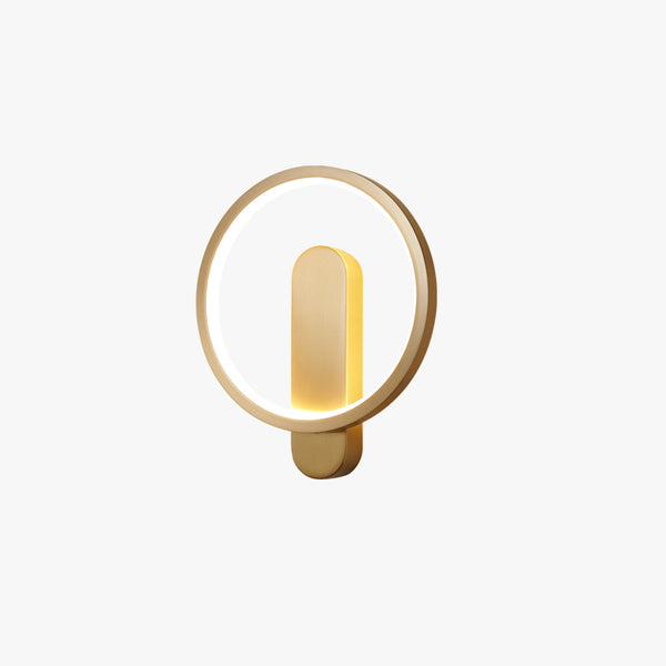 All copper minimalist round wall lamp