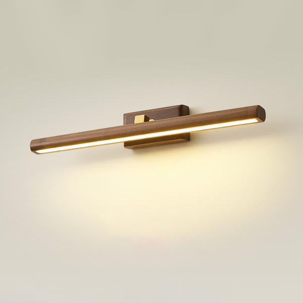 Wandlampe aus massivem Holz mit langem Spiegel