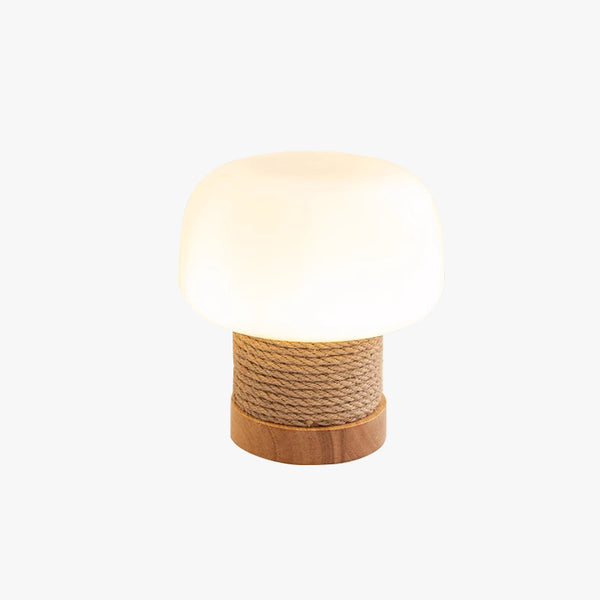 Cremefarbene Tischlampe im Pilz-Stil
