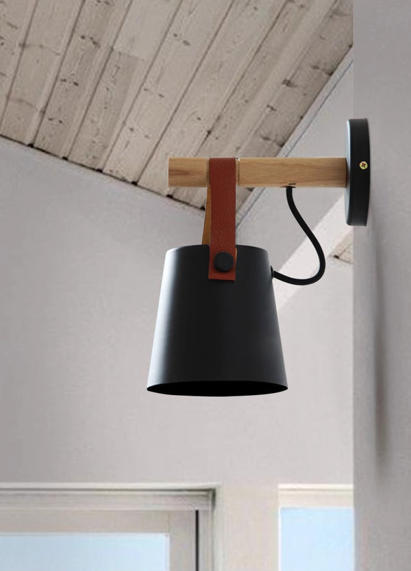 Nordic personalized leather belt bedroom wall lamp
