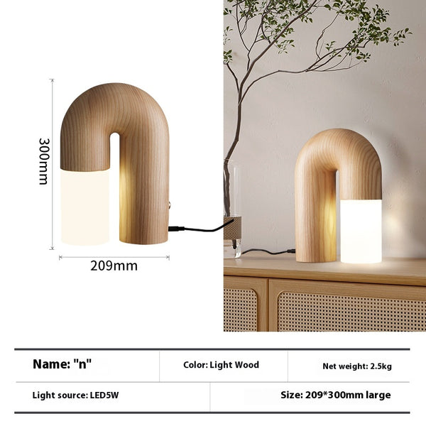 Lampe de table de chambre à coucher en bois massif