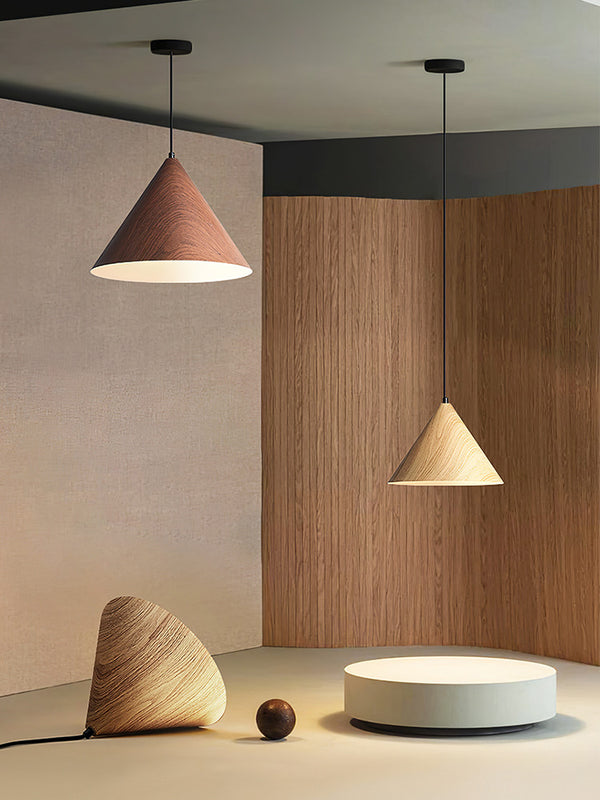 Lustre simple en grain de bois