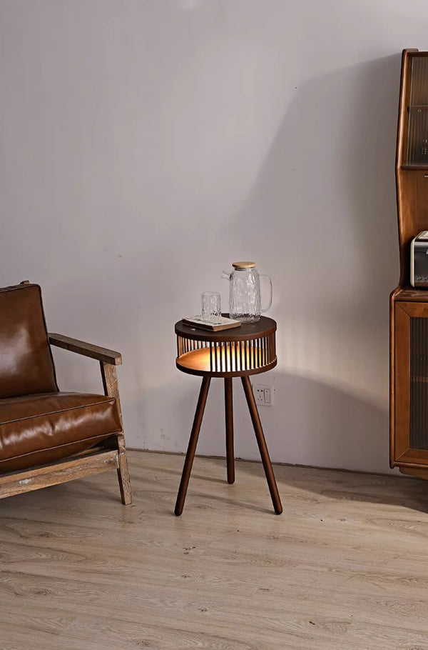 Retro Massivholz Stehlampe