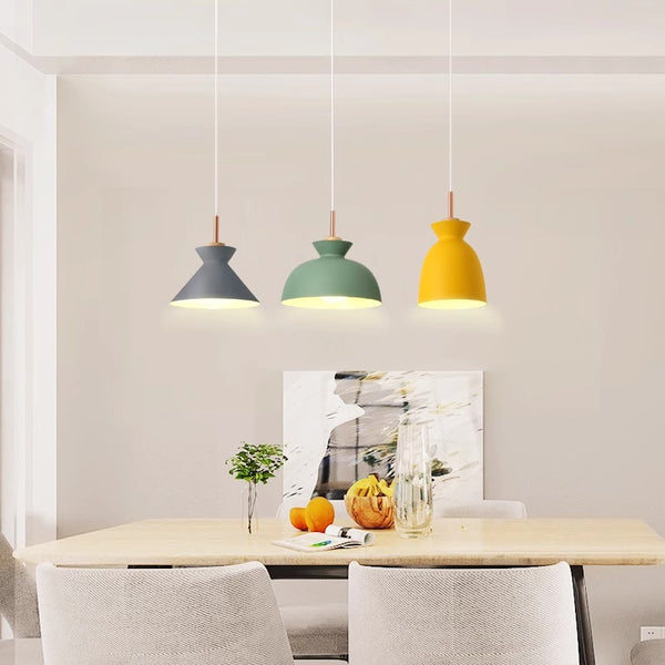 Macaron wooden restaurant chandelier