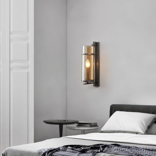 All copper glass bedroom wall light
