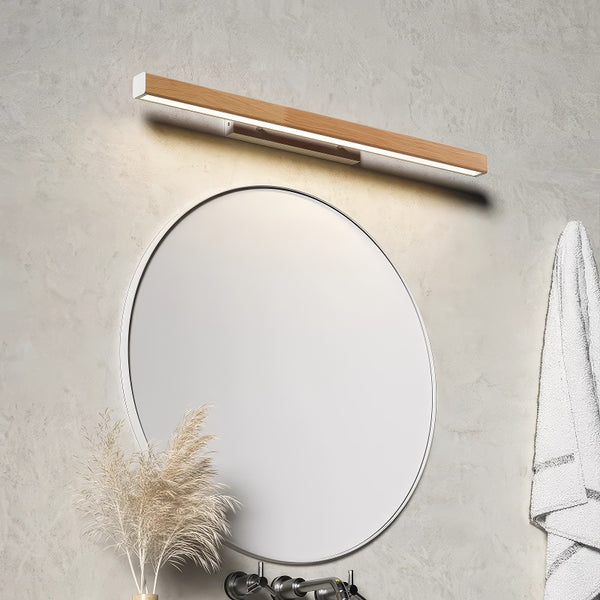 Applique murale miroir à LED en bois massif de style bûche