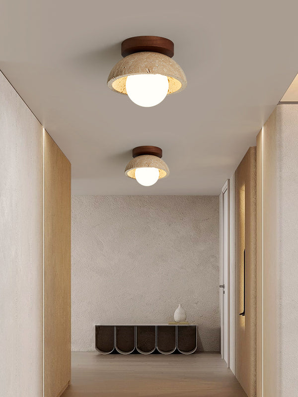 Plafonnier d'allée en travertin jaune