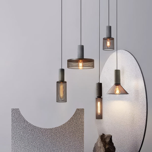 Lustre rétro à tête unique en ciment