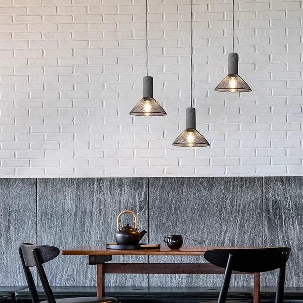 Lustre rétro à tête unique en ciment