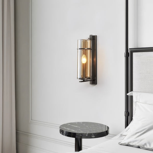 All copper glass bedroom wall light
