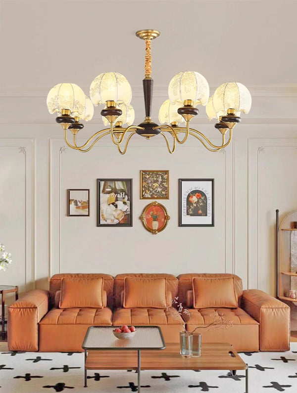 French solid wood fabric chandelier
