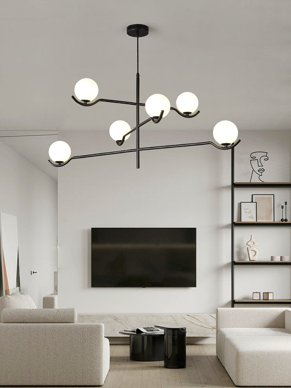 Lustre noir en forme de haricot magique long