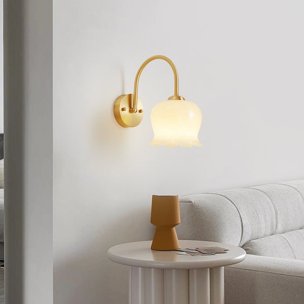 Cream style all-copper flower wall lamp