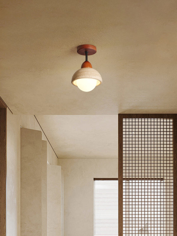 Plafonnier d'allée en travertin jaune