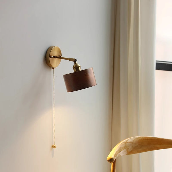 Walnut all copper wall lamp