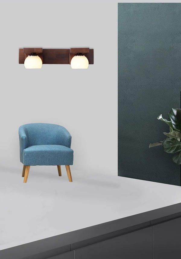 Solid wood bathroom wall light