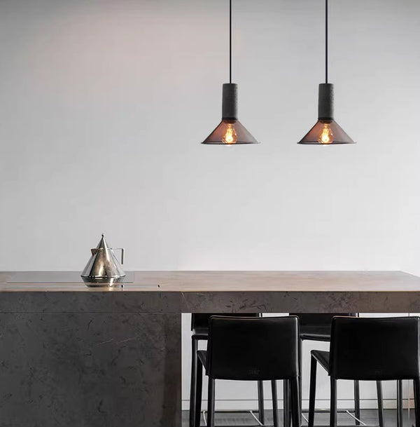 Lustre rétro à tête unique en ciment