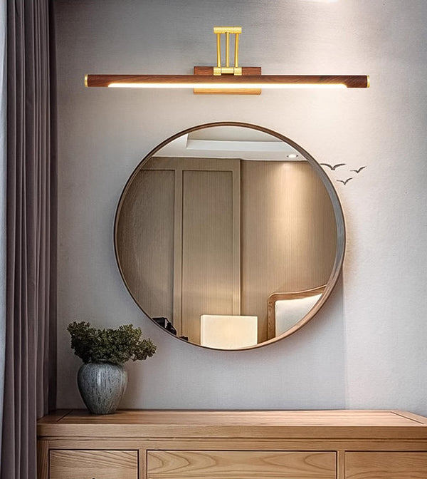 Foldable wood grain color LED mirror front wall lamp