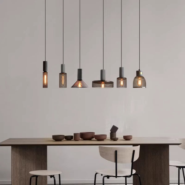 Lustre rétro à tête unique en ciment