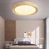 Einfache runde Deckenlampe für Schlafzimmer mit Holzmaserung