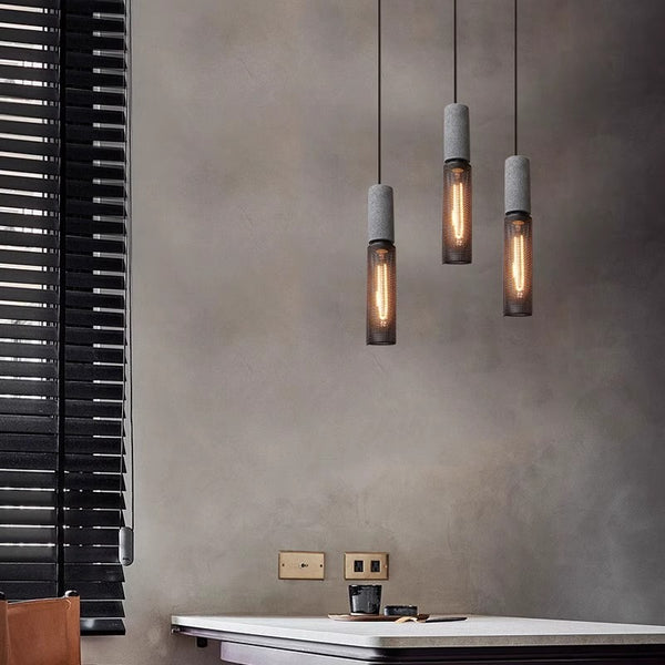 Lustre rétro à tête unique en ciment
